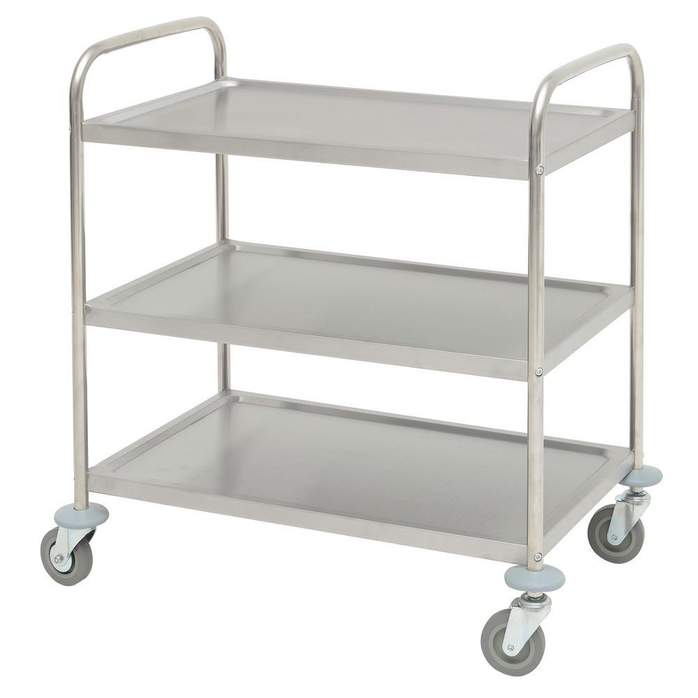 HUBERT Stainless Steel 3-Shelf Large Trolley Cart 