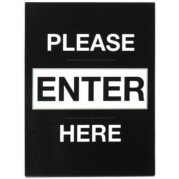 Aarco Products Inc. Black Hardwood "Please Enter Here" Sign
