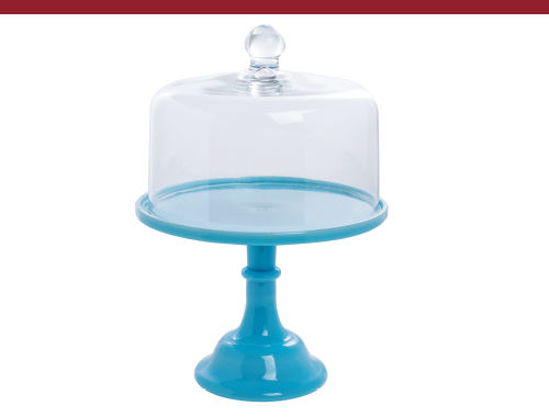 Mosser Glass Vintage Robin Egg Blue Glass Cake Stand