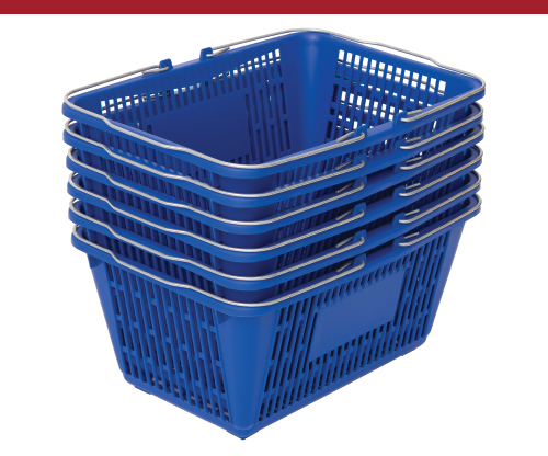 6 Blue Plastic Shopping Baskets